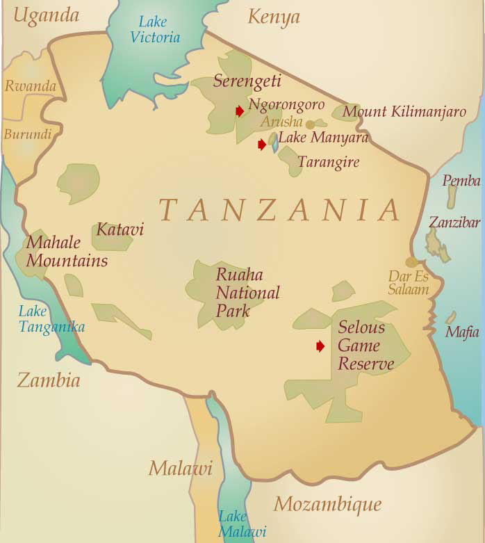 Map of Tanzania and neiboring countries